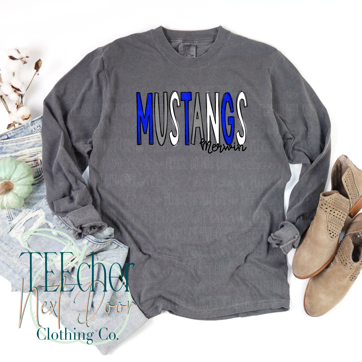 Merwin Mustangs Hand Drawn