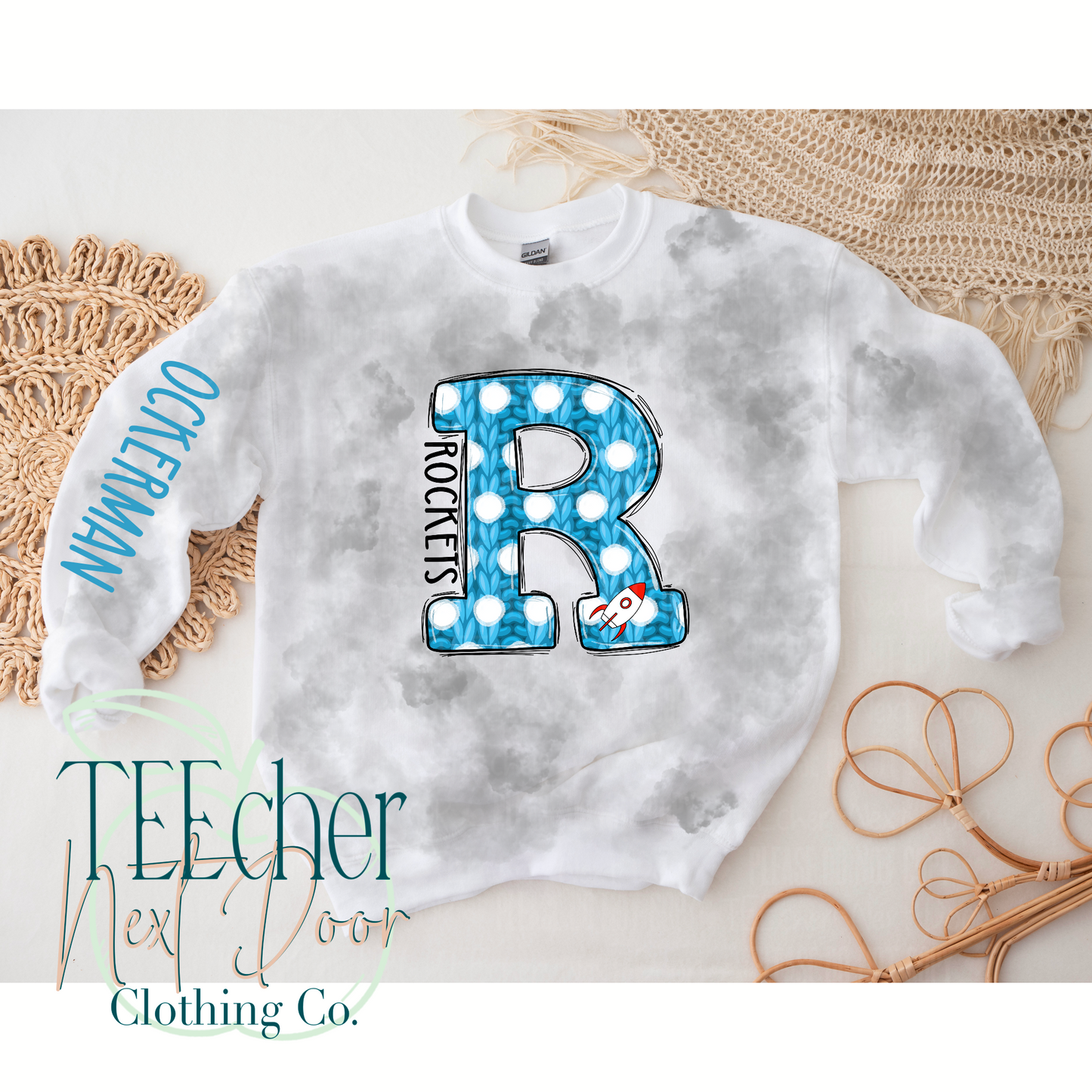 Rockets Blue Polka Dot Varsity Sweater