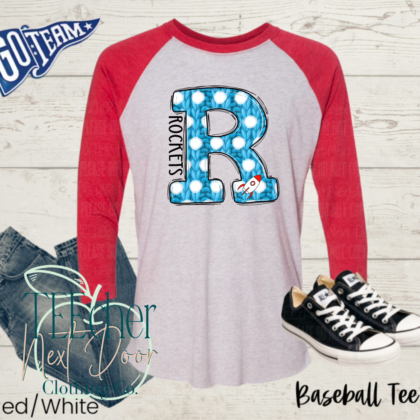 Rockets Blue Polka Dot Varsity Sweater