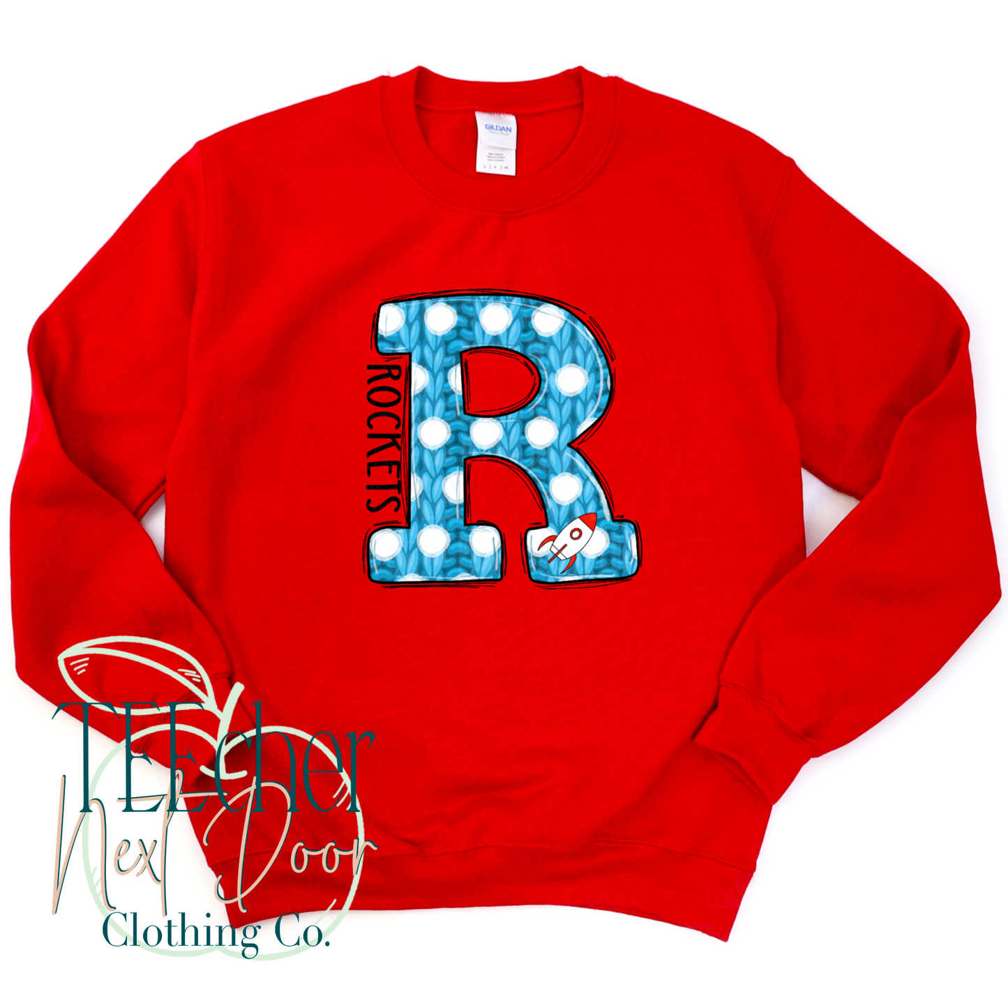Rockets Blue Polka Dot Varsity Sweater