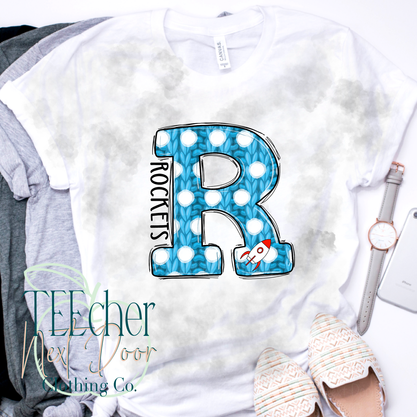 Rockets Blue Polka Dot Varsity Sweater