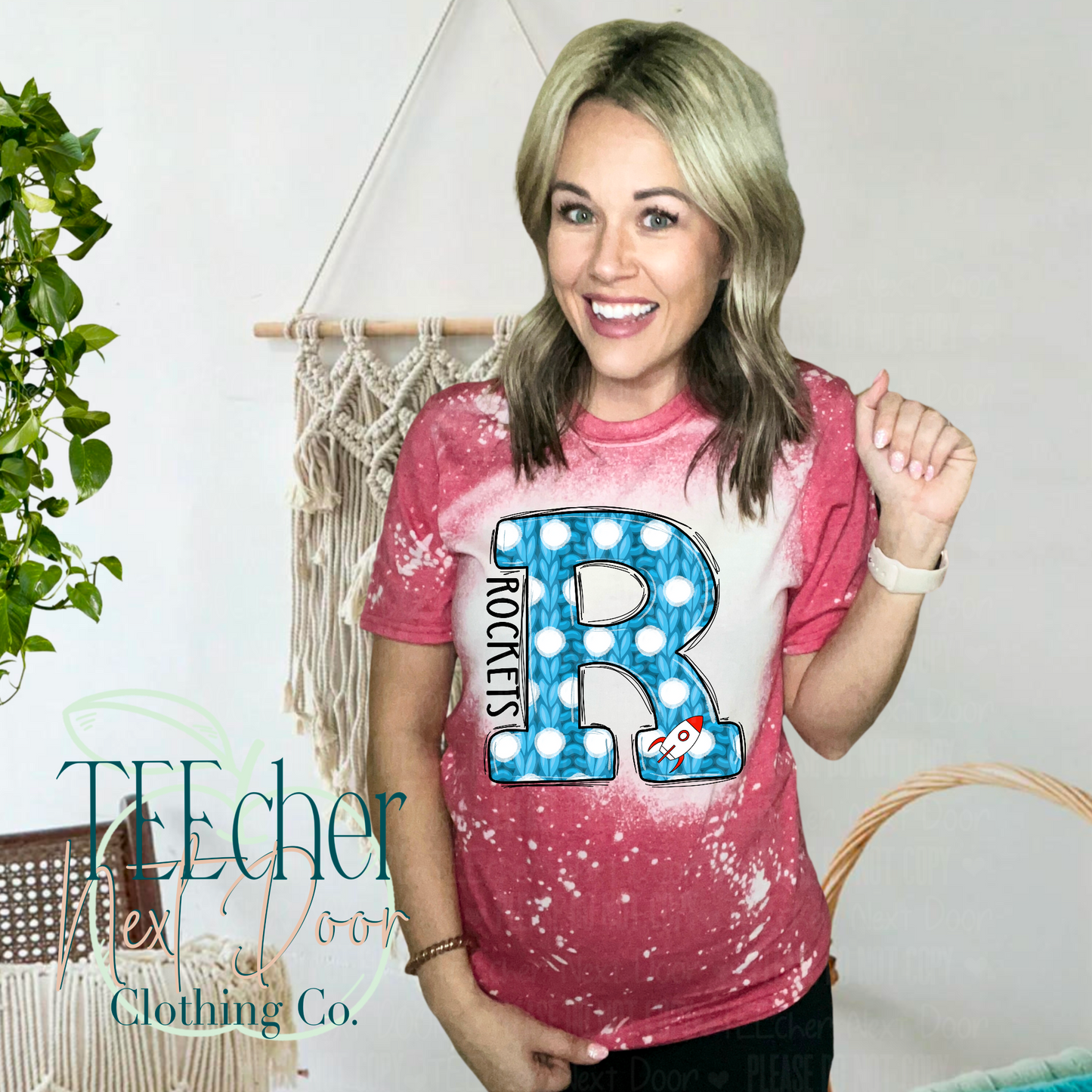 Rockets Blue Polka Dot Varsity Sweater