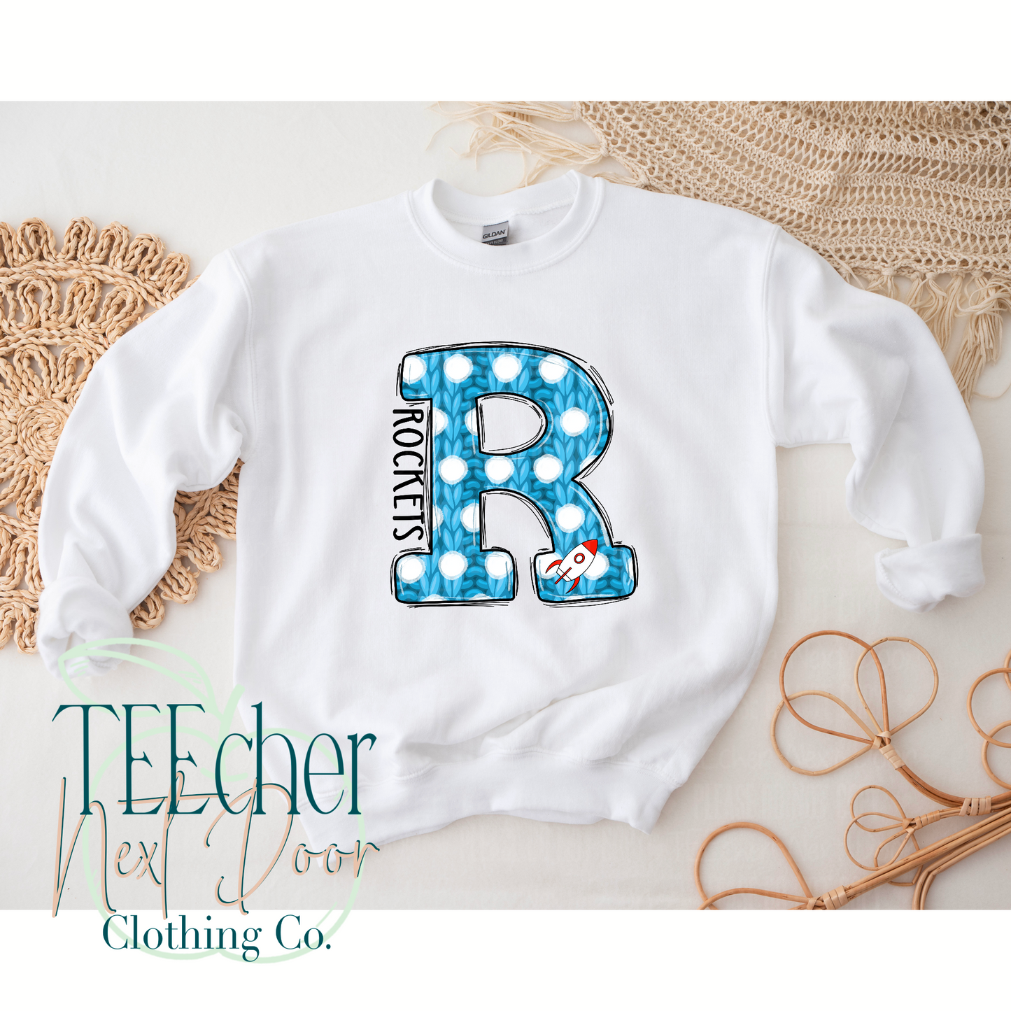 Rockets Blue Polka Dot Varsity Sweater