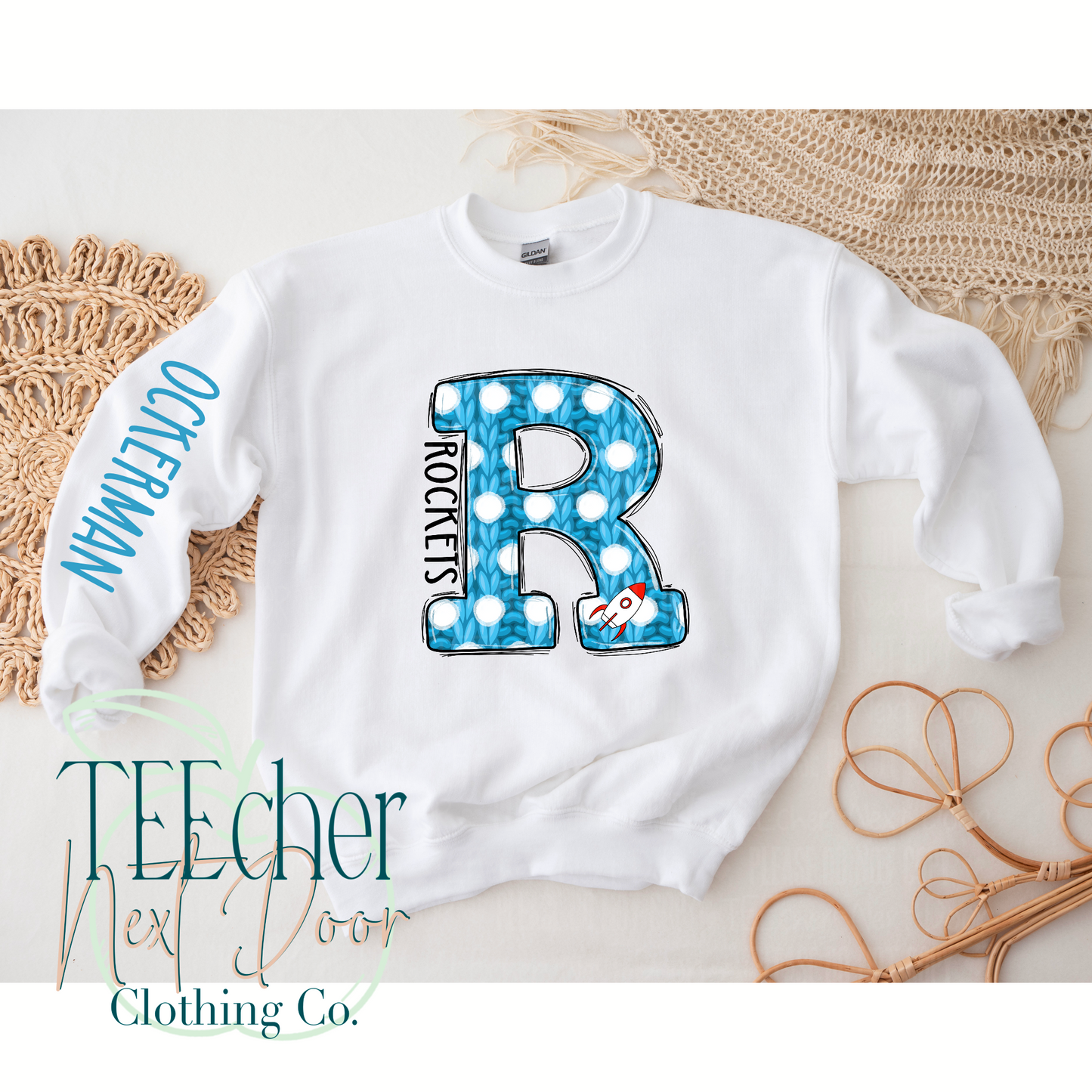 Rockets Blue Polka Dot Varsity Sweater