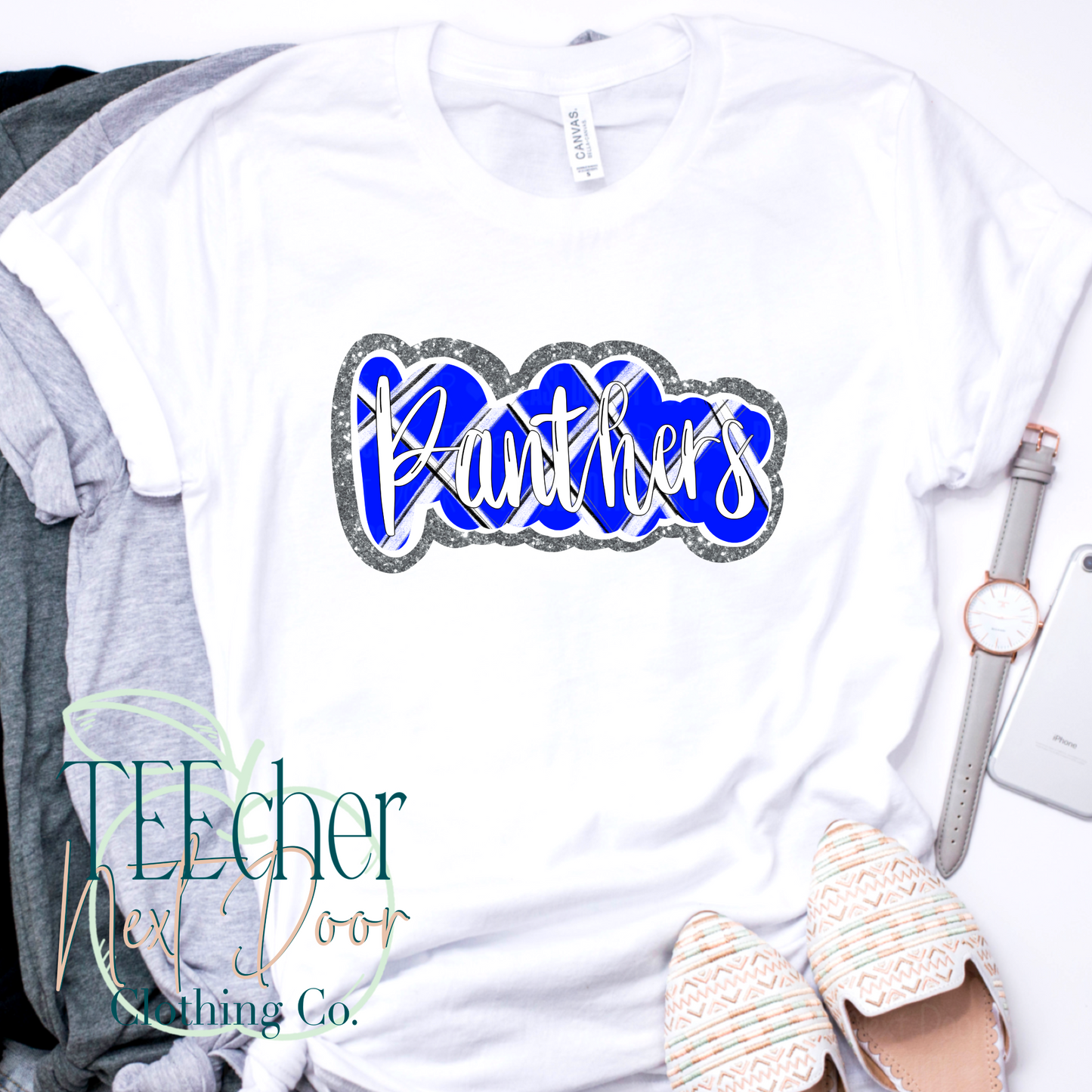 Blue Panthers Plaid Script