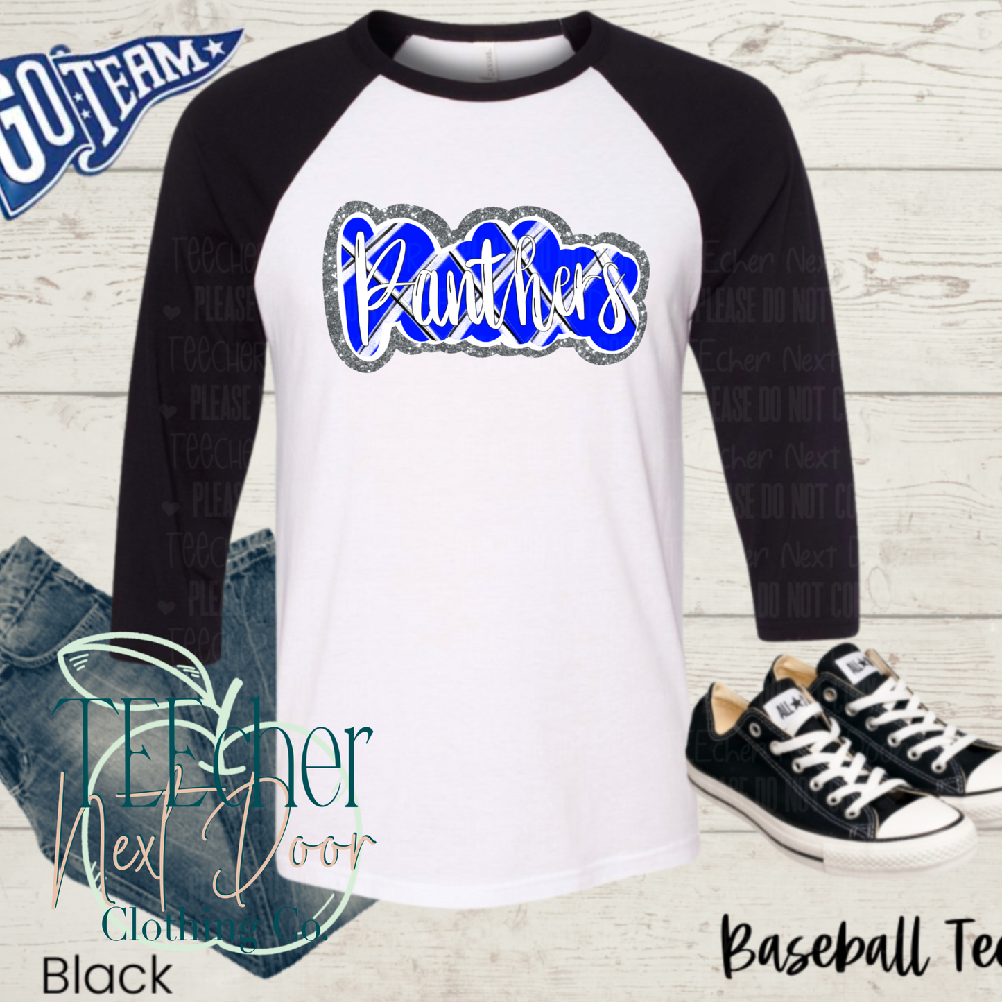 Blue Panthers Plaid Script