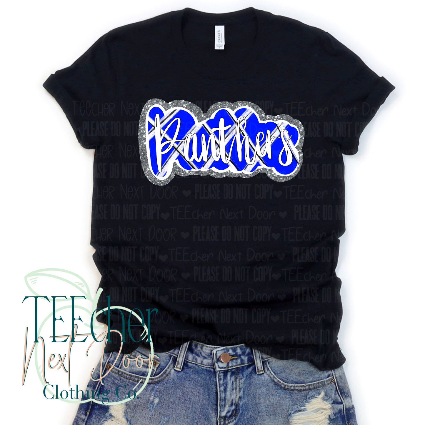 Blue Panthers Plaid Script