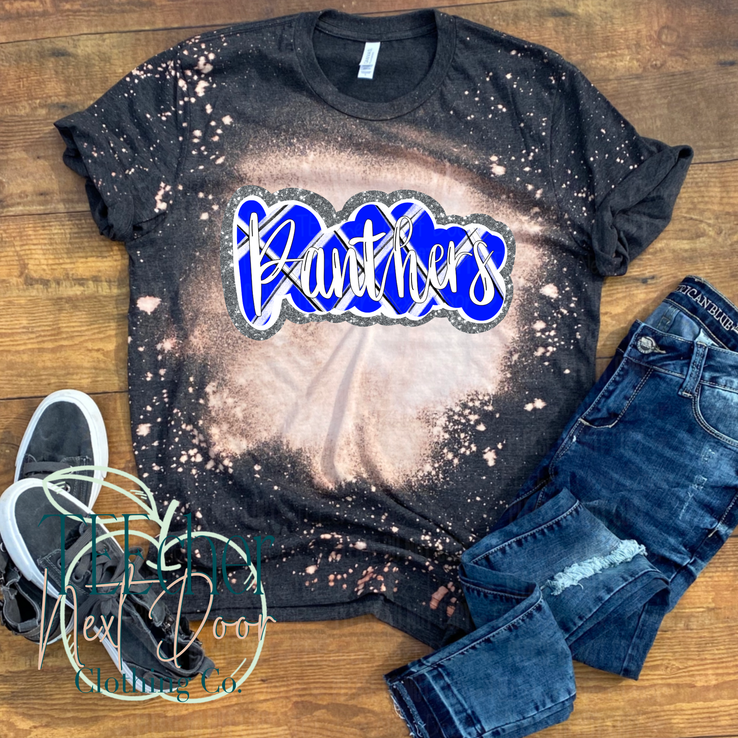 Blue Panthers Plaid Script