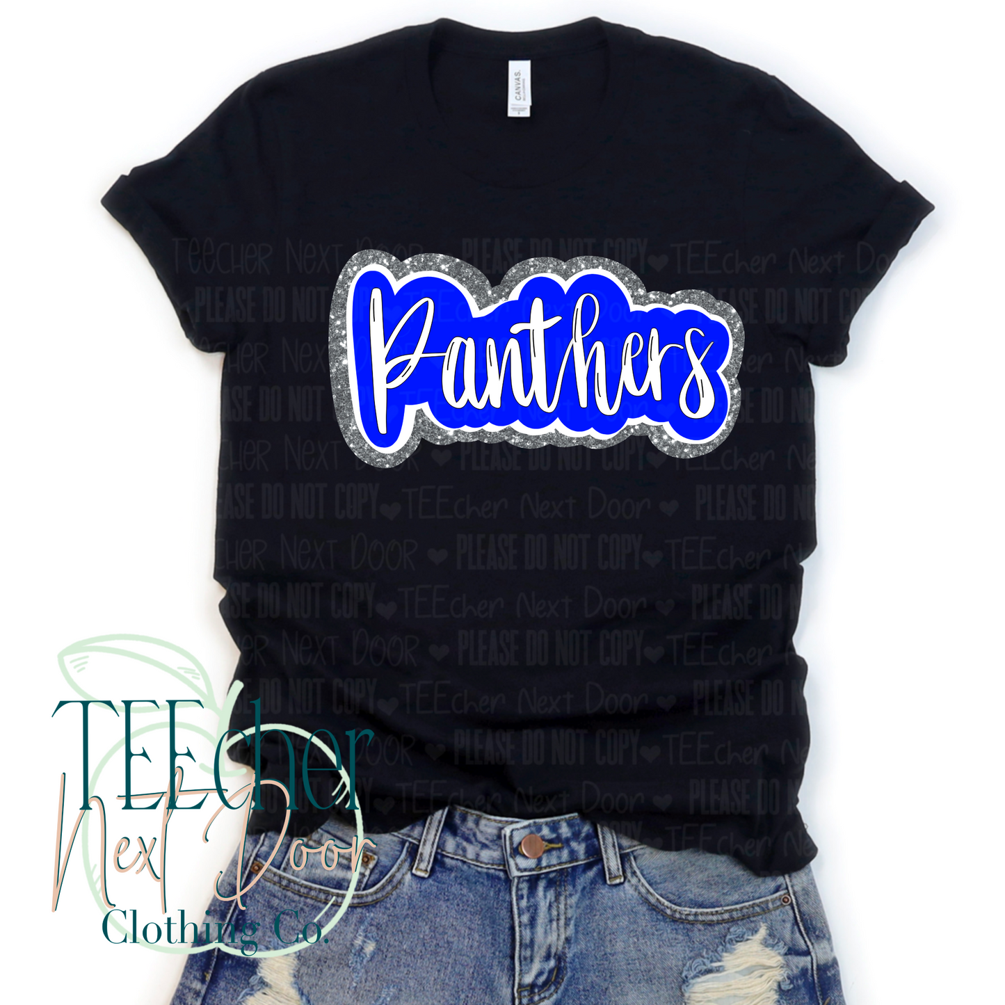 Blue Panthers Plaid Script