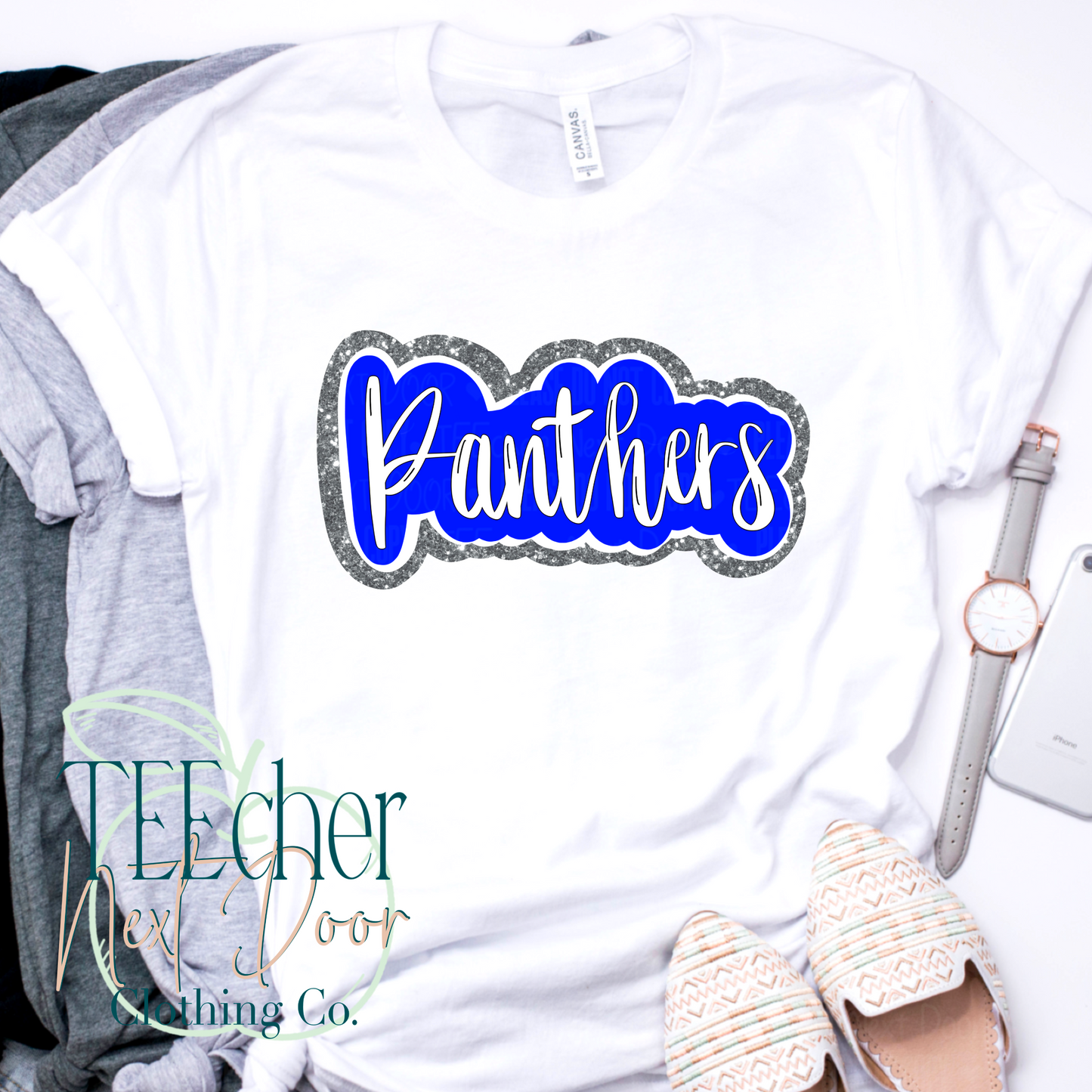 Blue Panthers Plaid Script