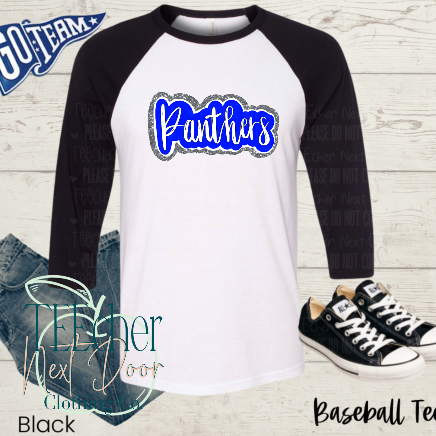 Blue Panthers Plaid Script