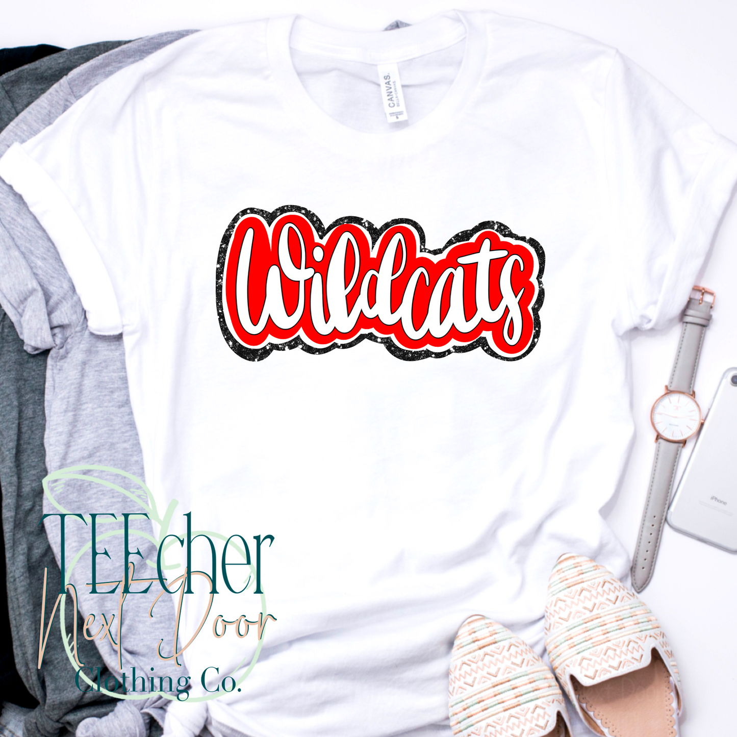 Thornwilde- Red Wildcats Plaid Script