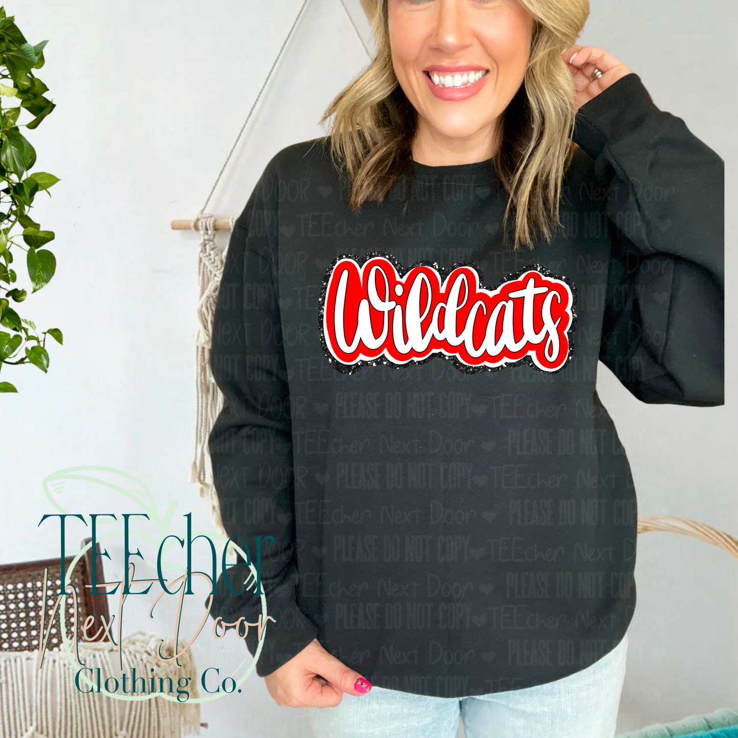 Thornwilde- Red Wildcats Plaid Script