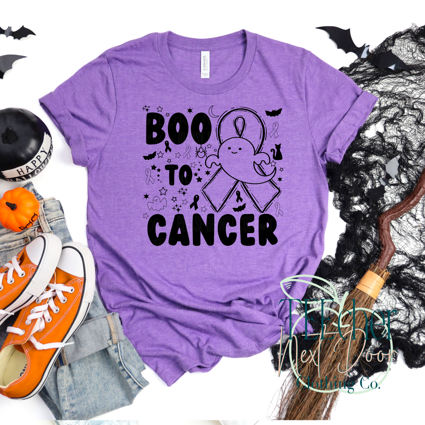 Boo to Cancer. Cancer ribbon colors. Breast cancer Halloween. Pancreatic Cancer Halloween. Cancer Survivor Halloween. Lung Cancer Halloween.