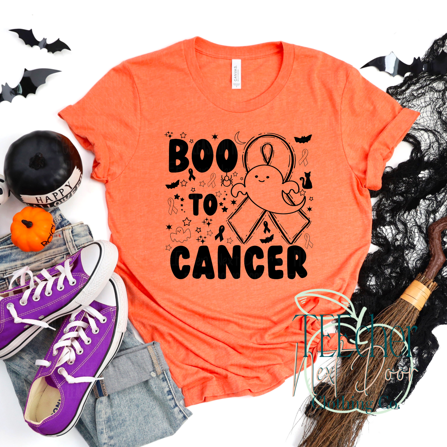 Boo to Cancer. Cancer ribbon colors. Breast cancer Halloween. Pancreatic Cancer Halloween. Cancer Survivor Halloween. Lung Cancer Halloween.