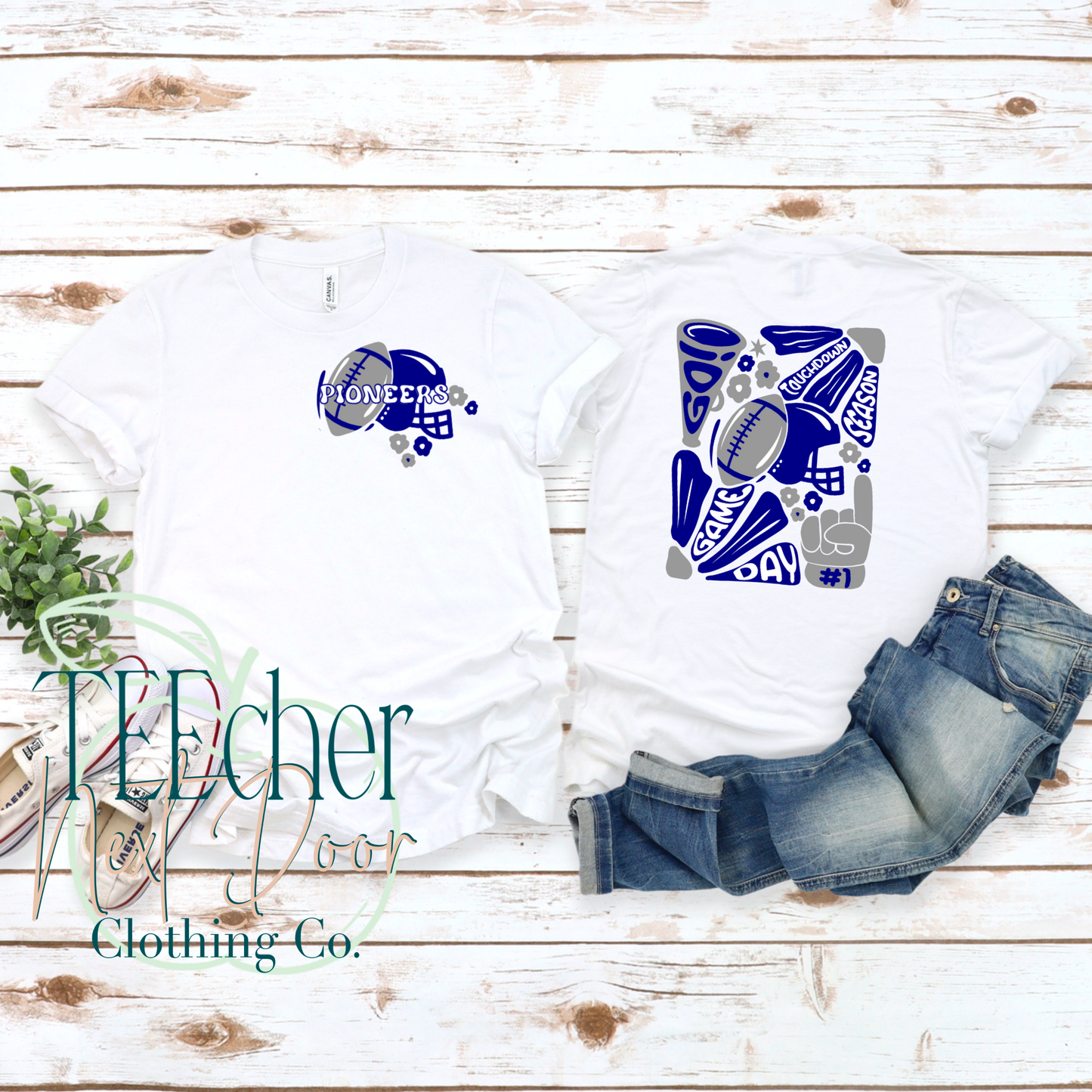 Blue and Gray Retro Football