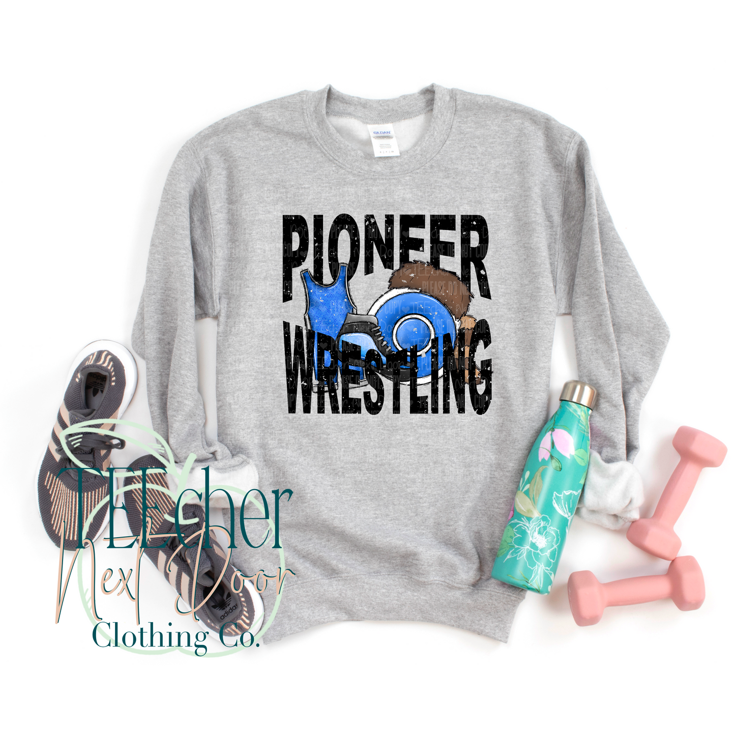 Pioneer Wrestling Geometric- Distressed