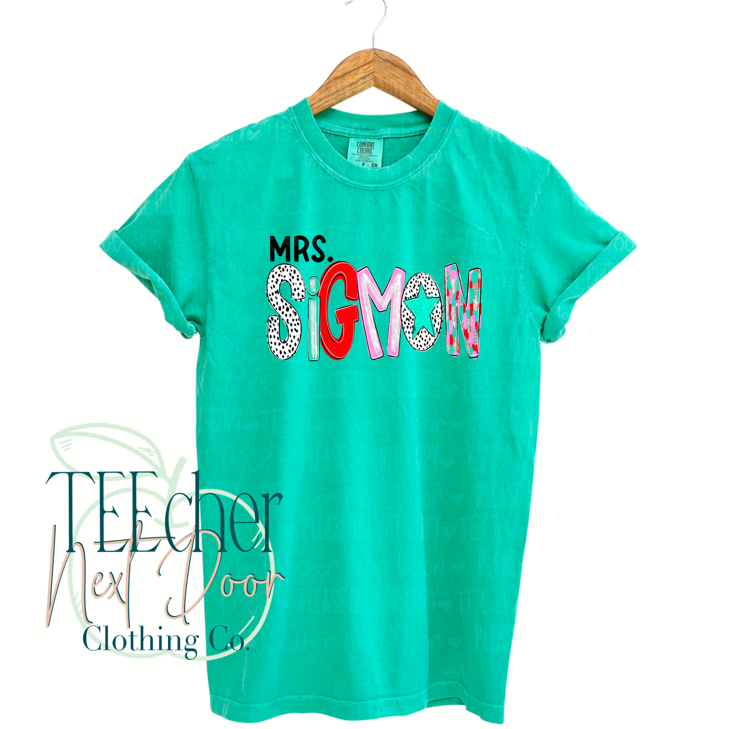 Pink and Teal Whimsy Custom Name