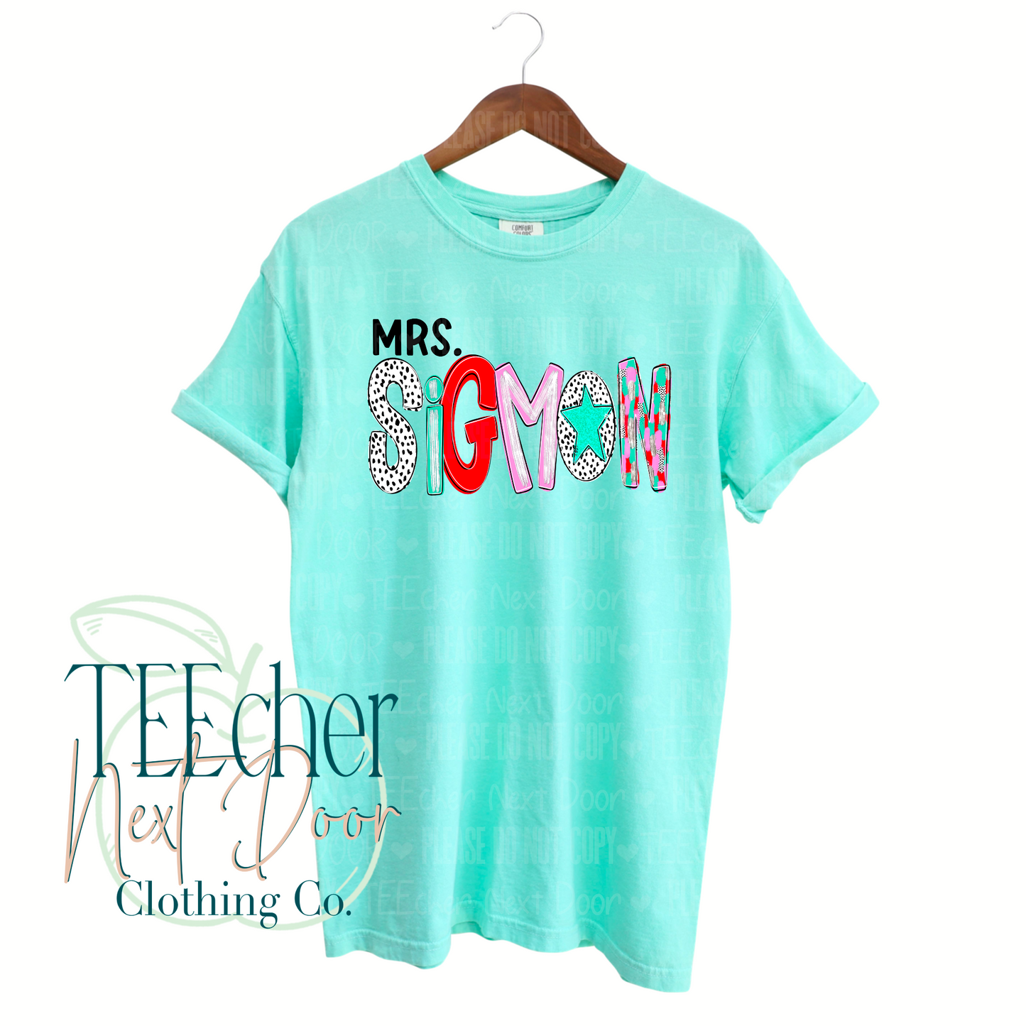 Pink and Teal Whimsy Custom Name