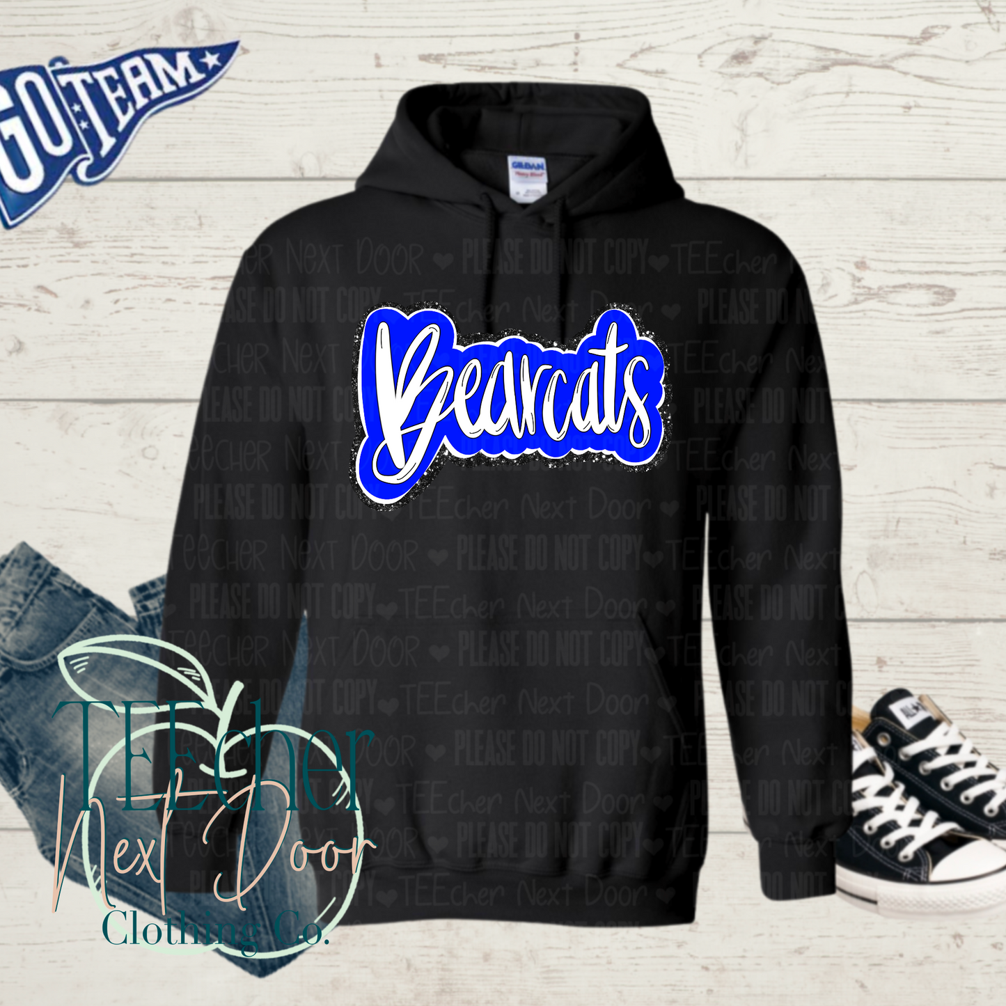 Blue Bearcats Plaid Script