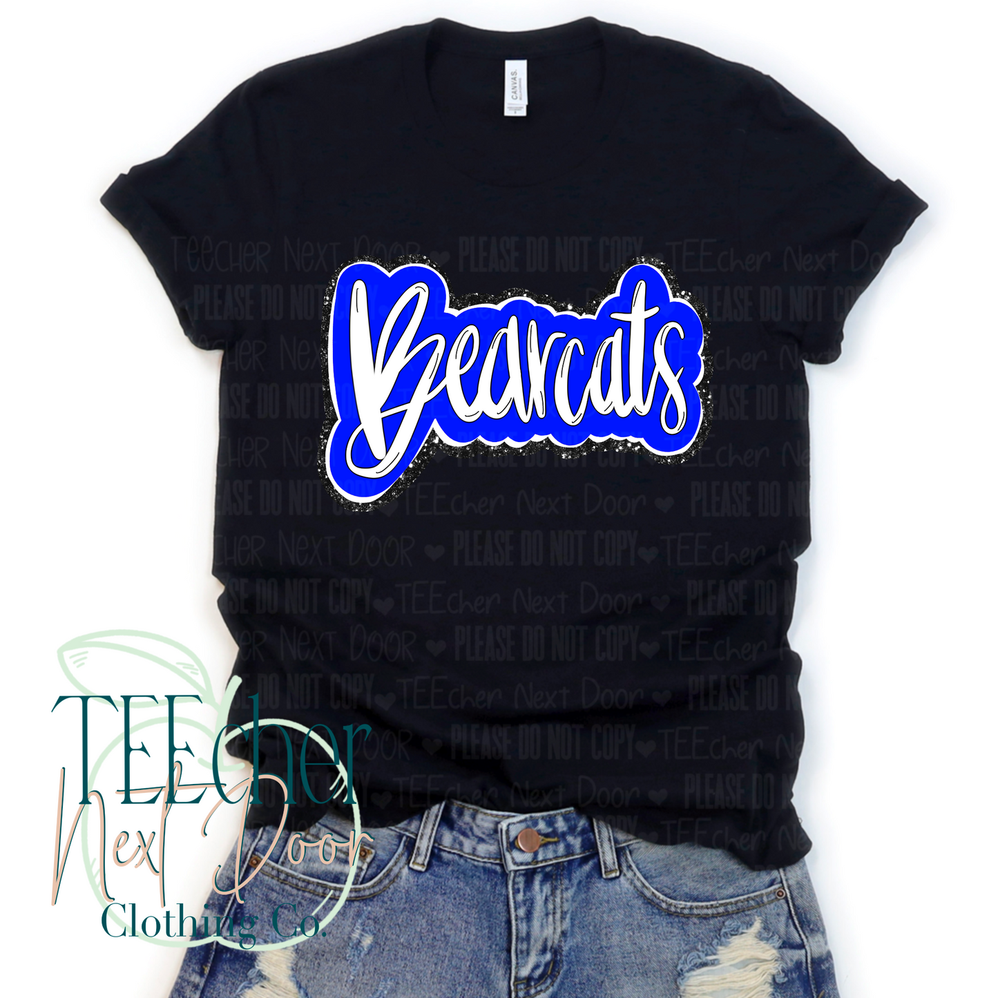 Blue Bearcats Plaid Script