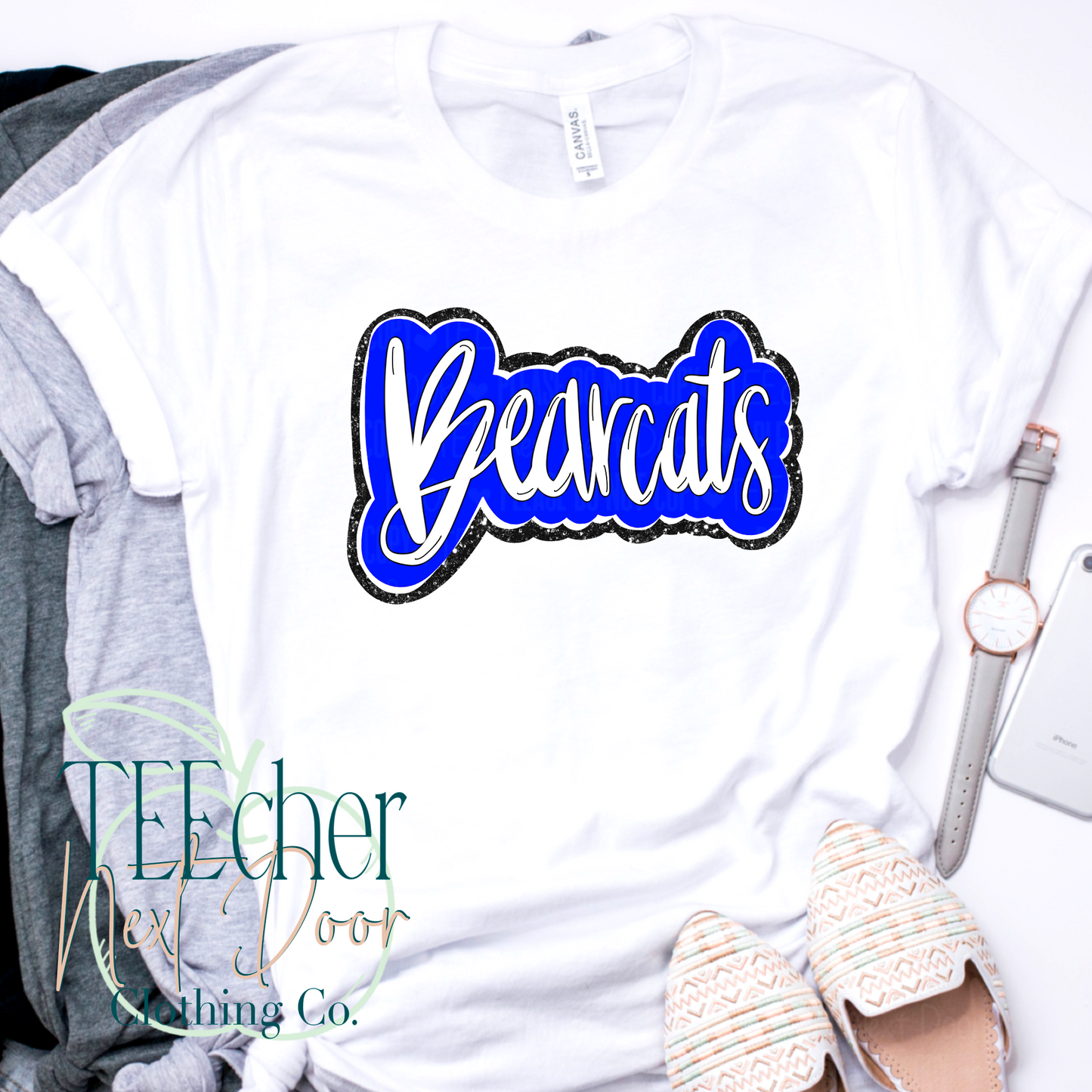 Blue Bearcats Plaid Script