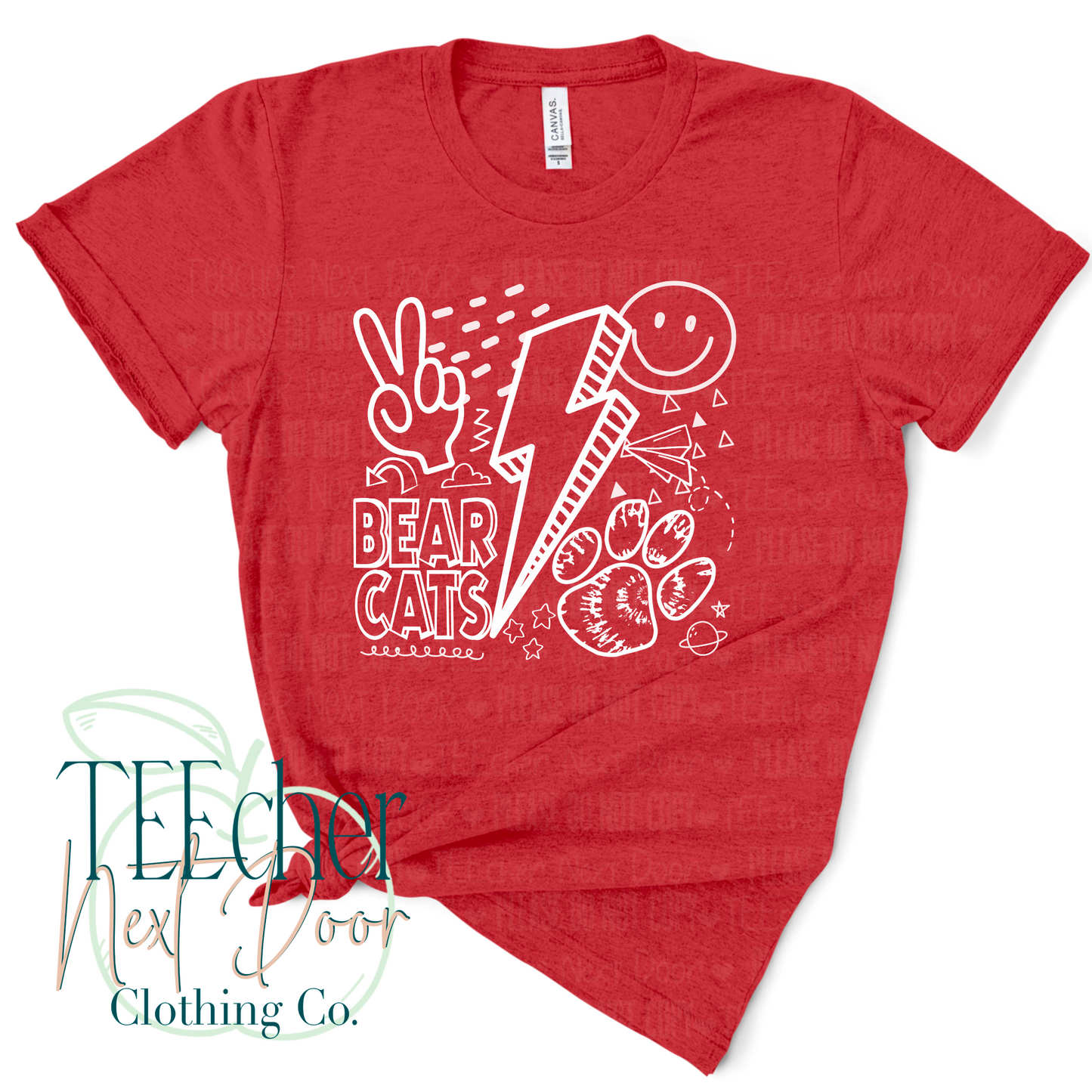 Red Bearcats Rock Collage- Single Color