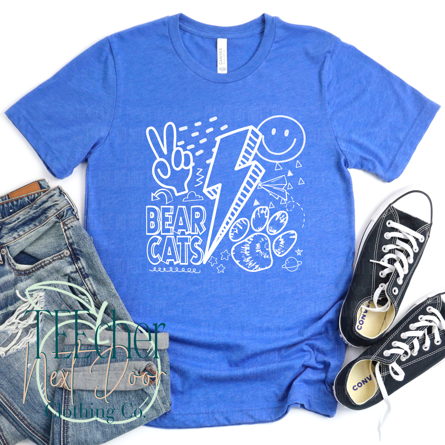 Blue Bearcats Rock Collage- Single Color