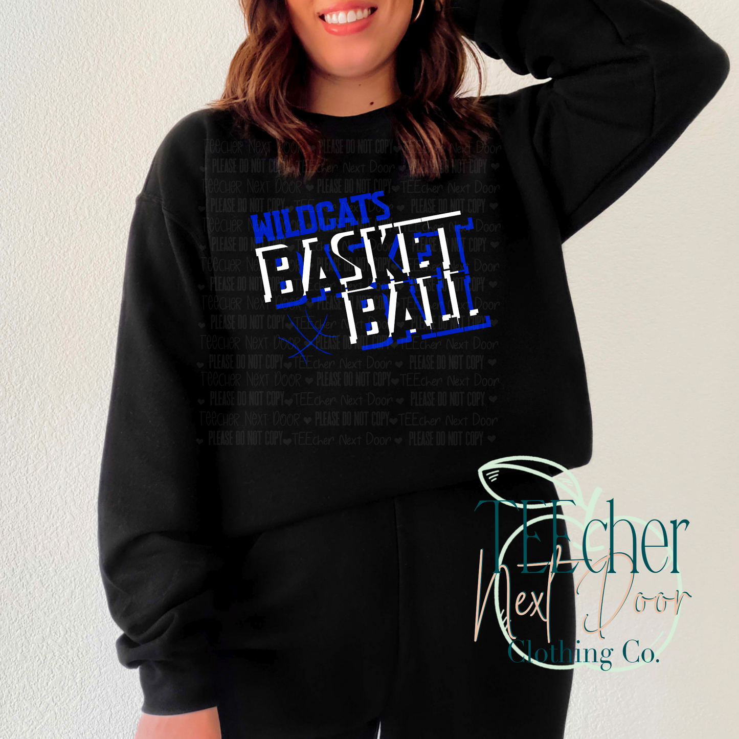 Black crewneck with wildcats basketball