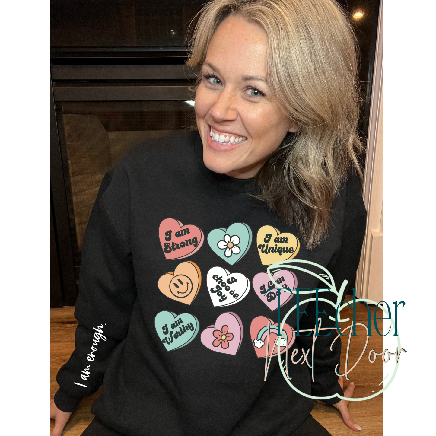 Valentine affirmation crewneck. I am enough crewneck. self love.