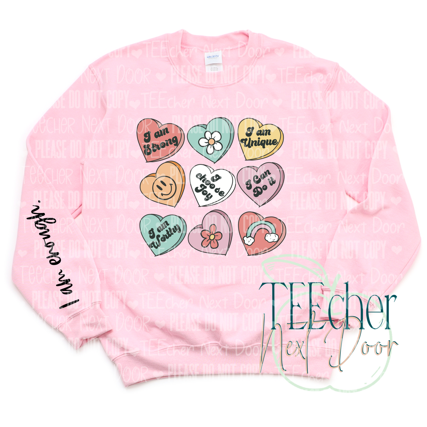 Valentine affirmation crewneck. I am enough crewneck. self love.