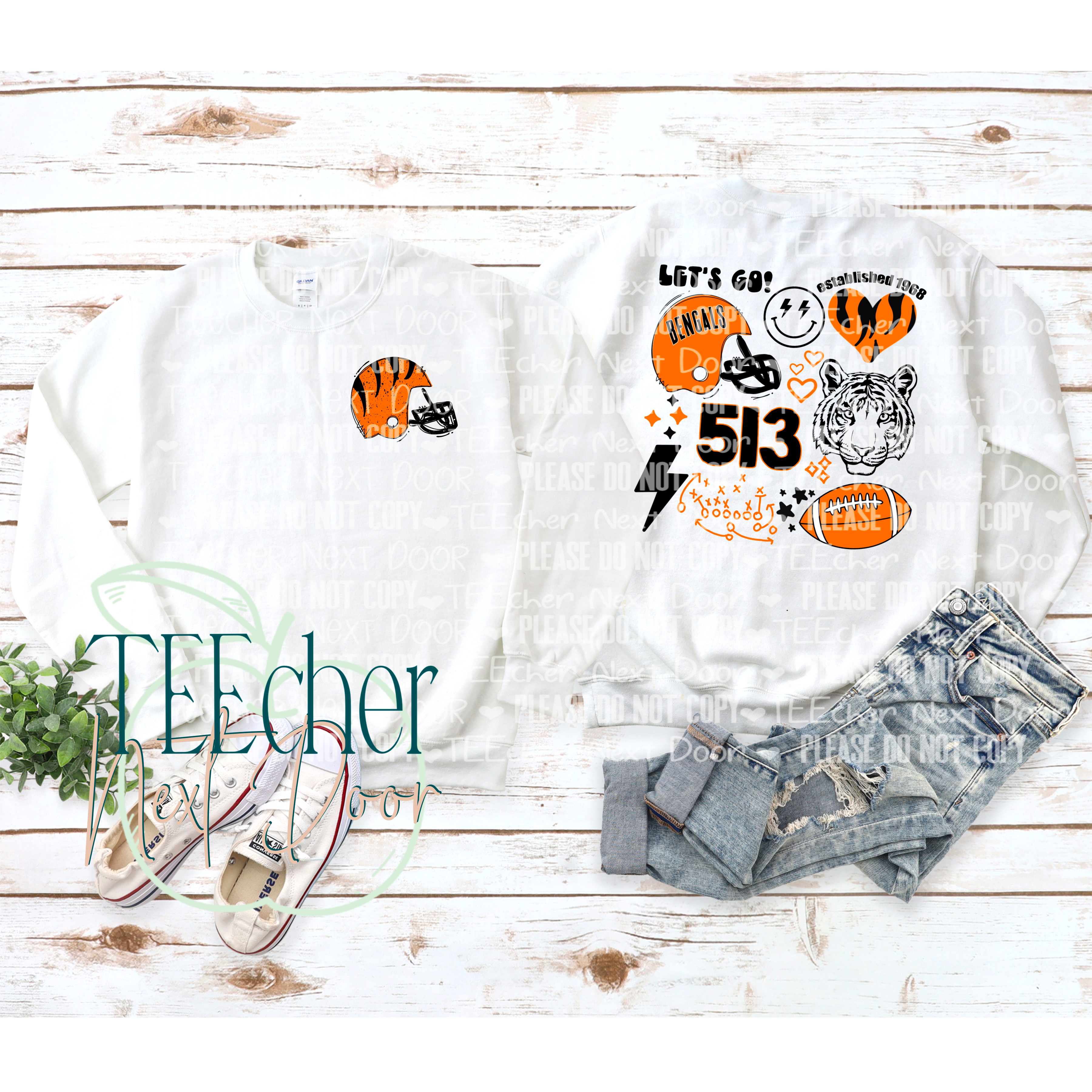 Exclusive- Bengals Collage Medium / Gray Crewneck- Screen Print