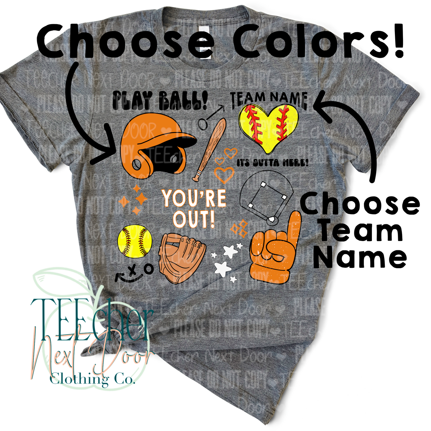 This custom softball team shirt can be used for any little league team.