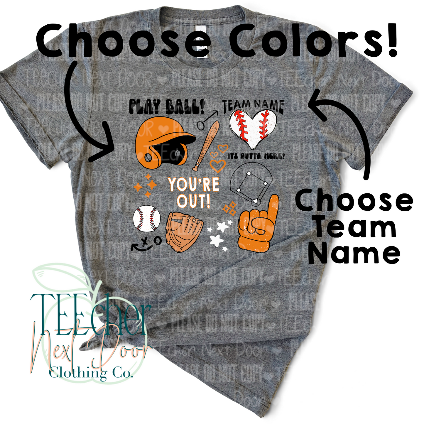 This custom baseball team shirt can be used for any little league team.