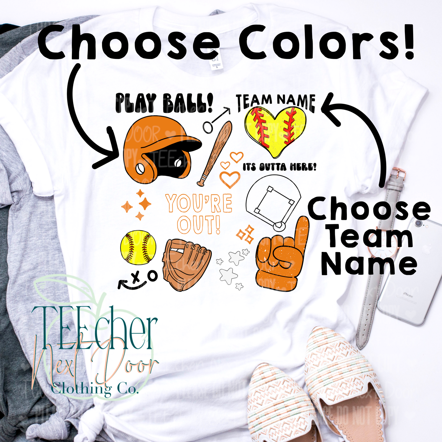 This custom softball team shirt can be used for any little league team.