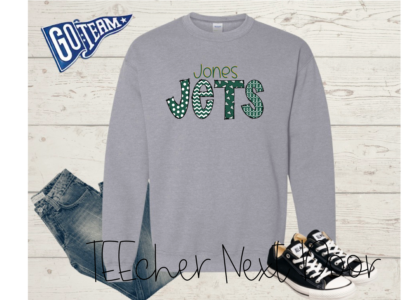Jones Jets Plaid Mascot