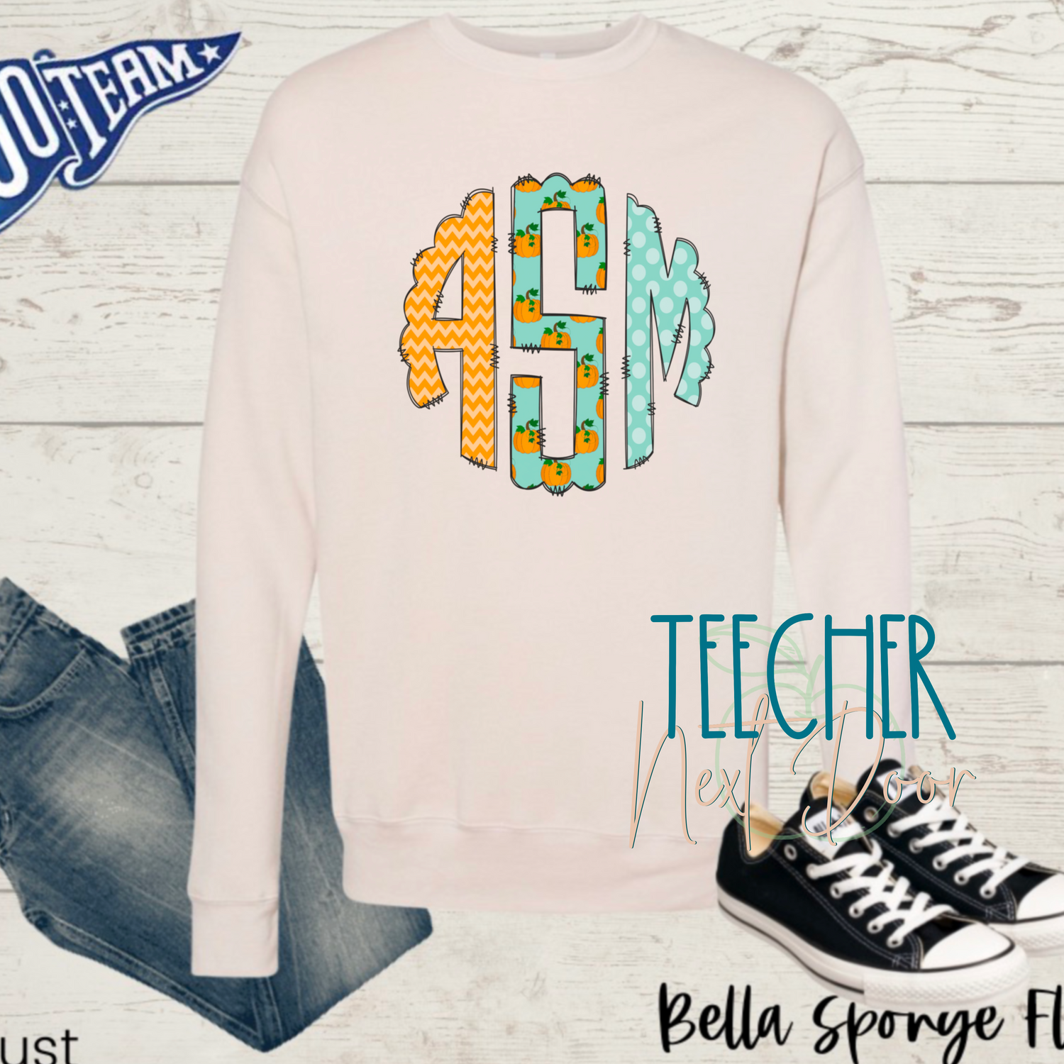 Fall monogram tee. Fall monogram crewneck. Fall monogram sweatshirt.