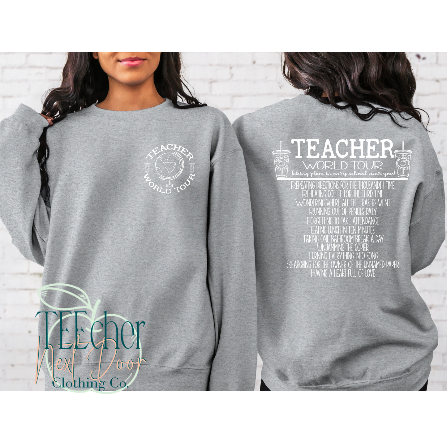 Teacher World Tee Sweatshirt. Teacher Graphic Tee. Test Day. Teacher Shirts.