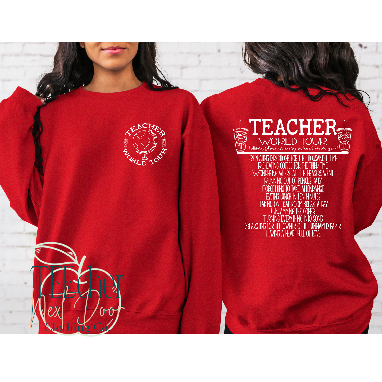 Teacher World Tee Sweatshirt. Teacher Graphic Tee. Test Day. Teacher Shirts.