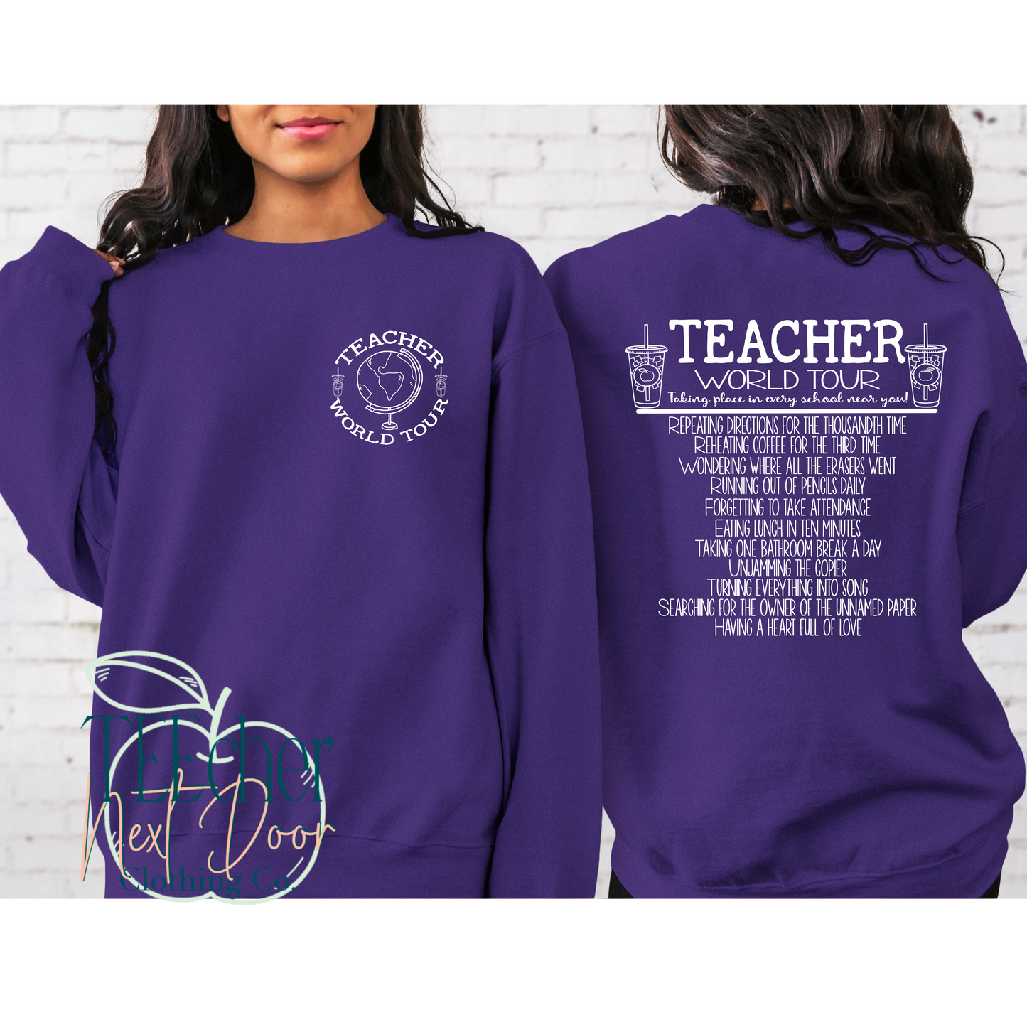Teacher World Tee Sweatshirt. Teacher Graphic Tee. Test Day. Teacher Shirts.
