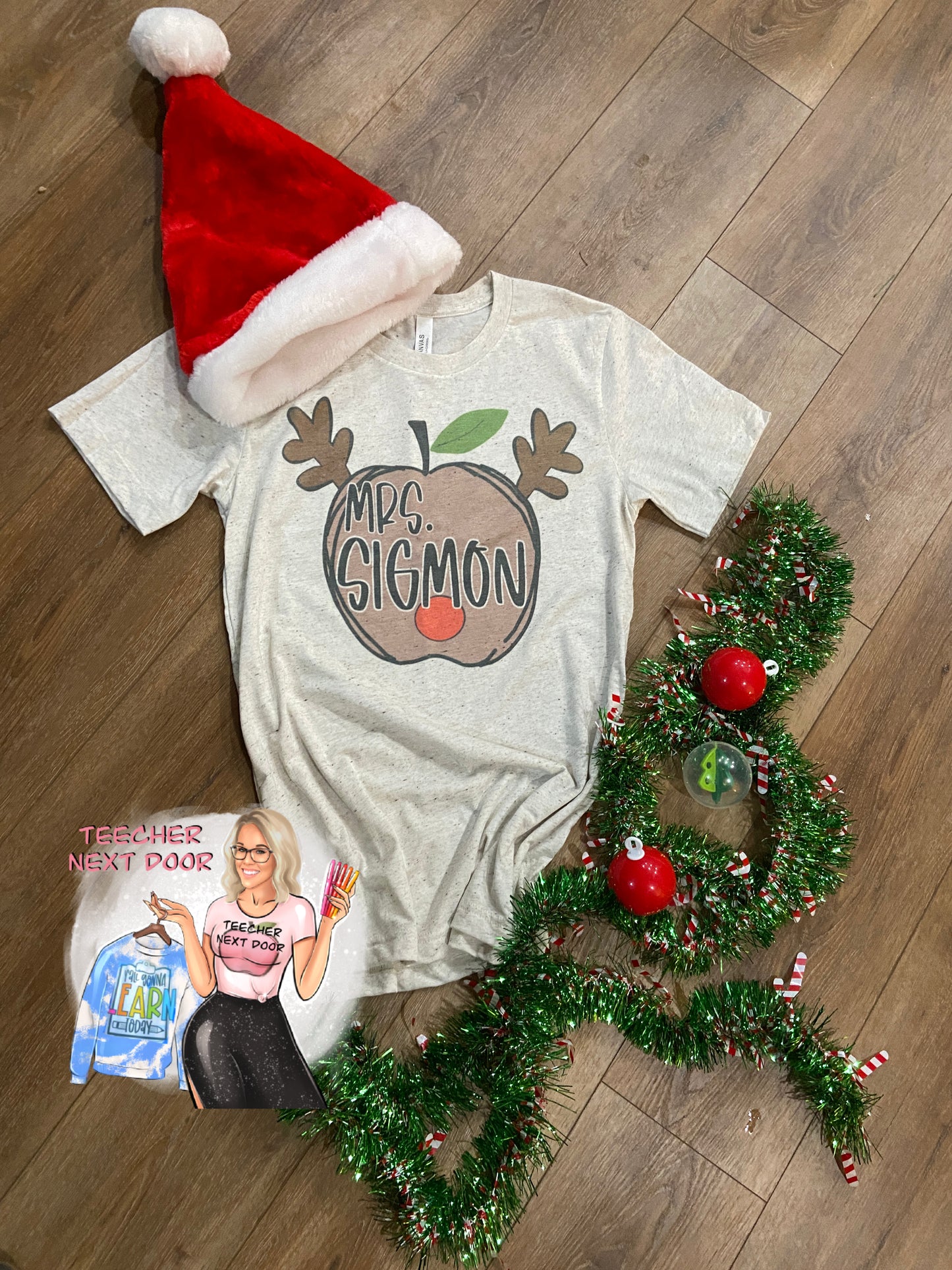 Personalized Reindeer Apple Tee