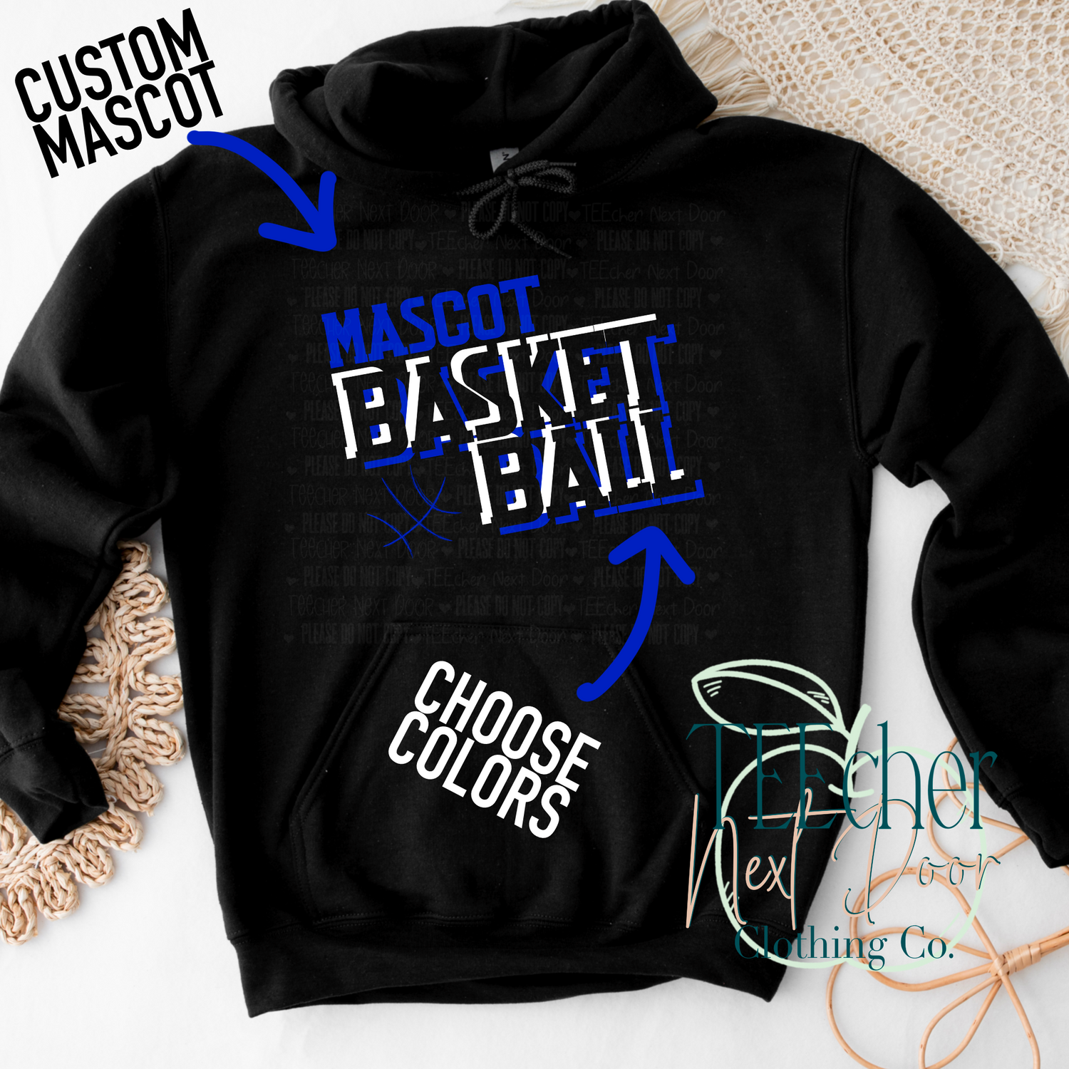 custom basketball hoodie with a custom mascot and colors for design