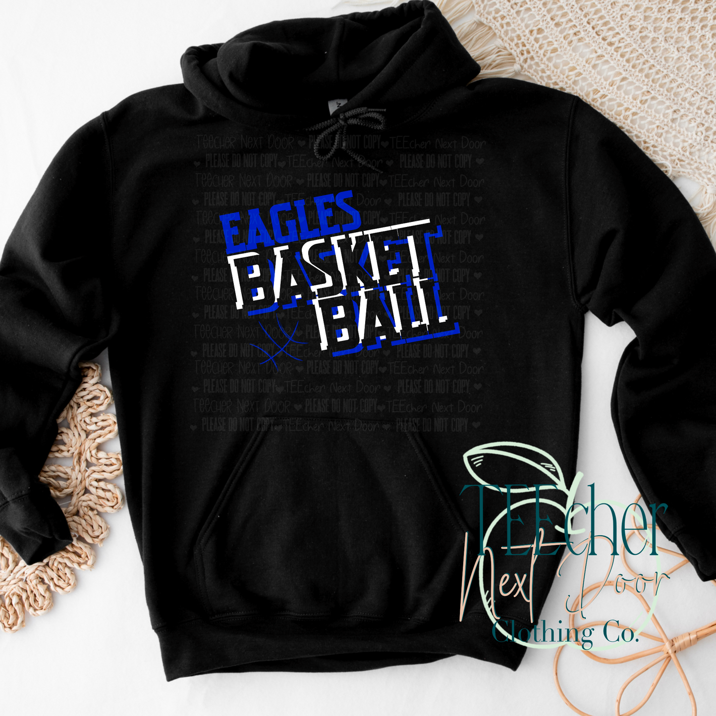 black hoodie with eagles basketball