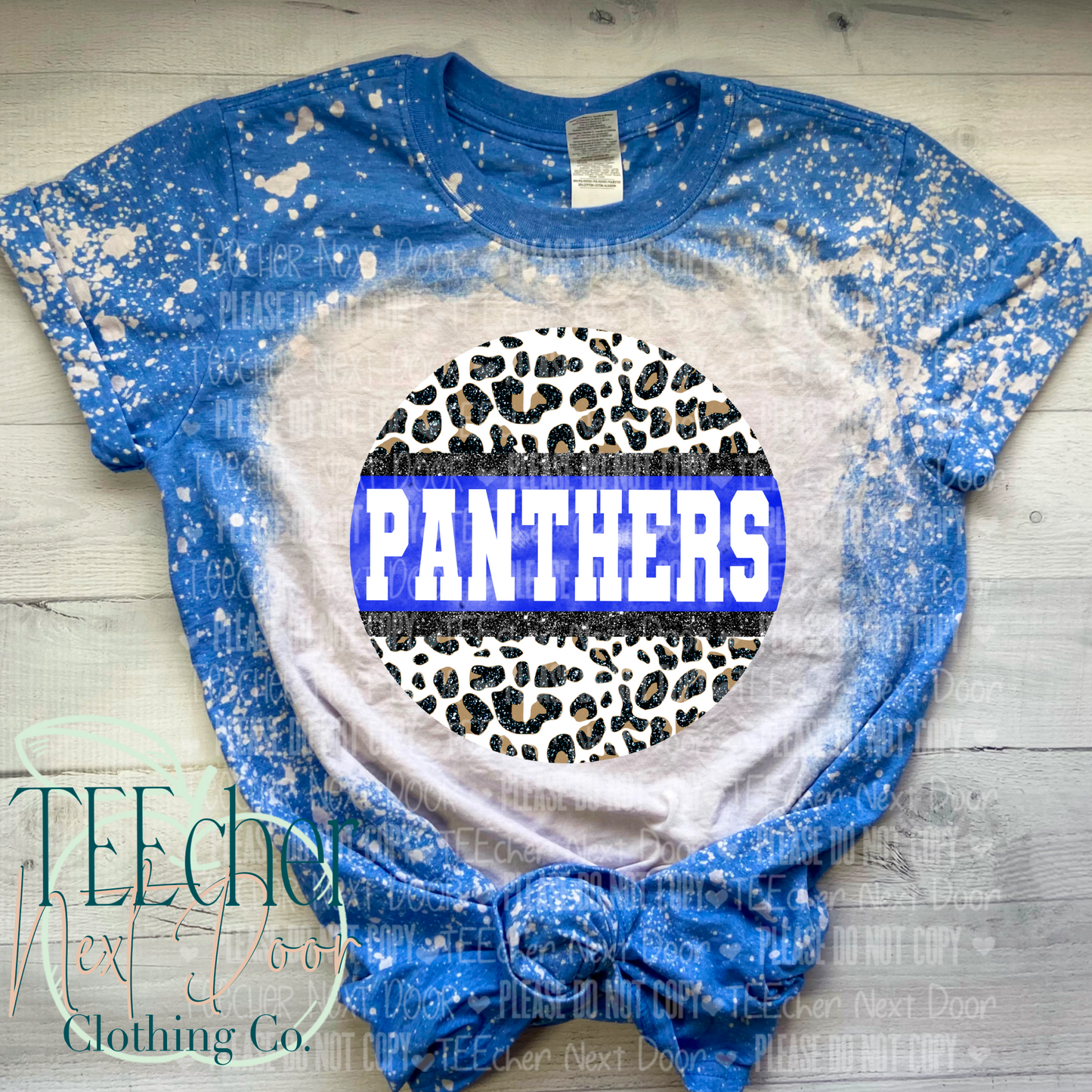 Blue Panthers Round Leopard