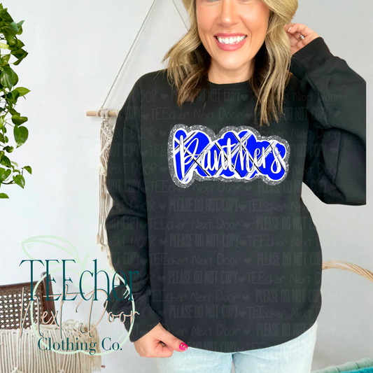 Blue Panthers Plaid Script