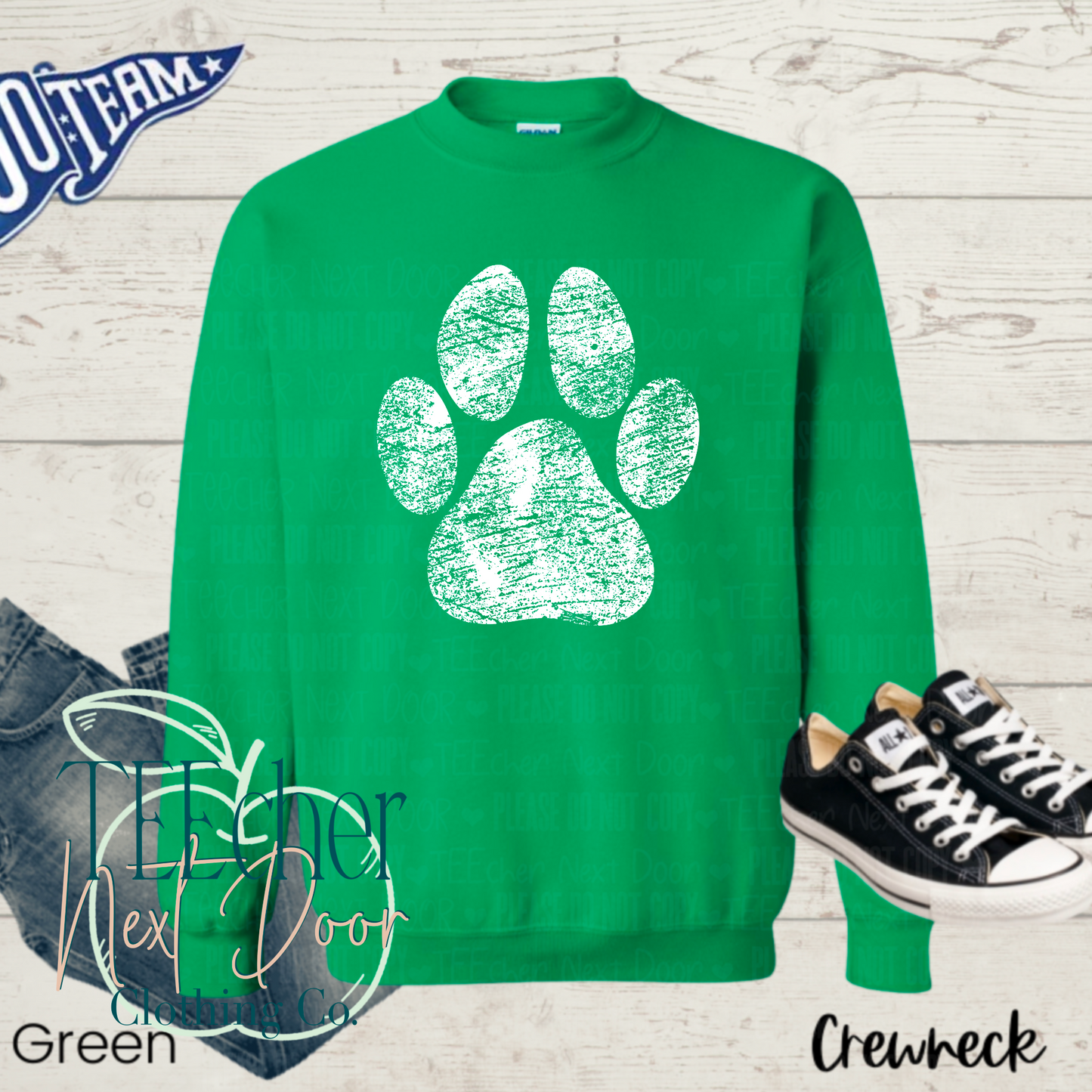 Distressed Paw- Green