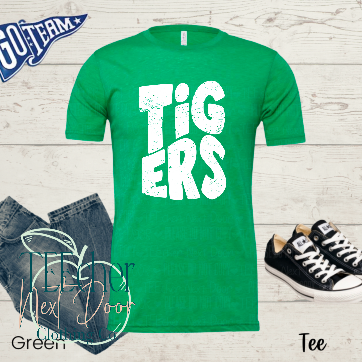 Tigers Wavy Distressed- Green