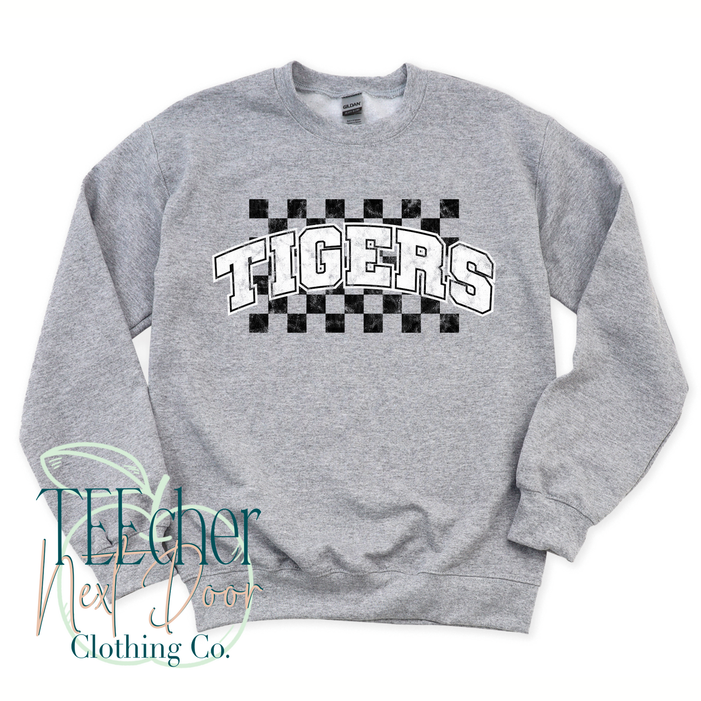 Tigers Checkered Distressed- Gray