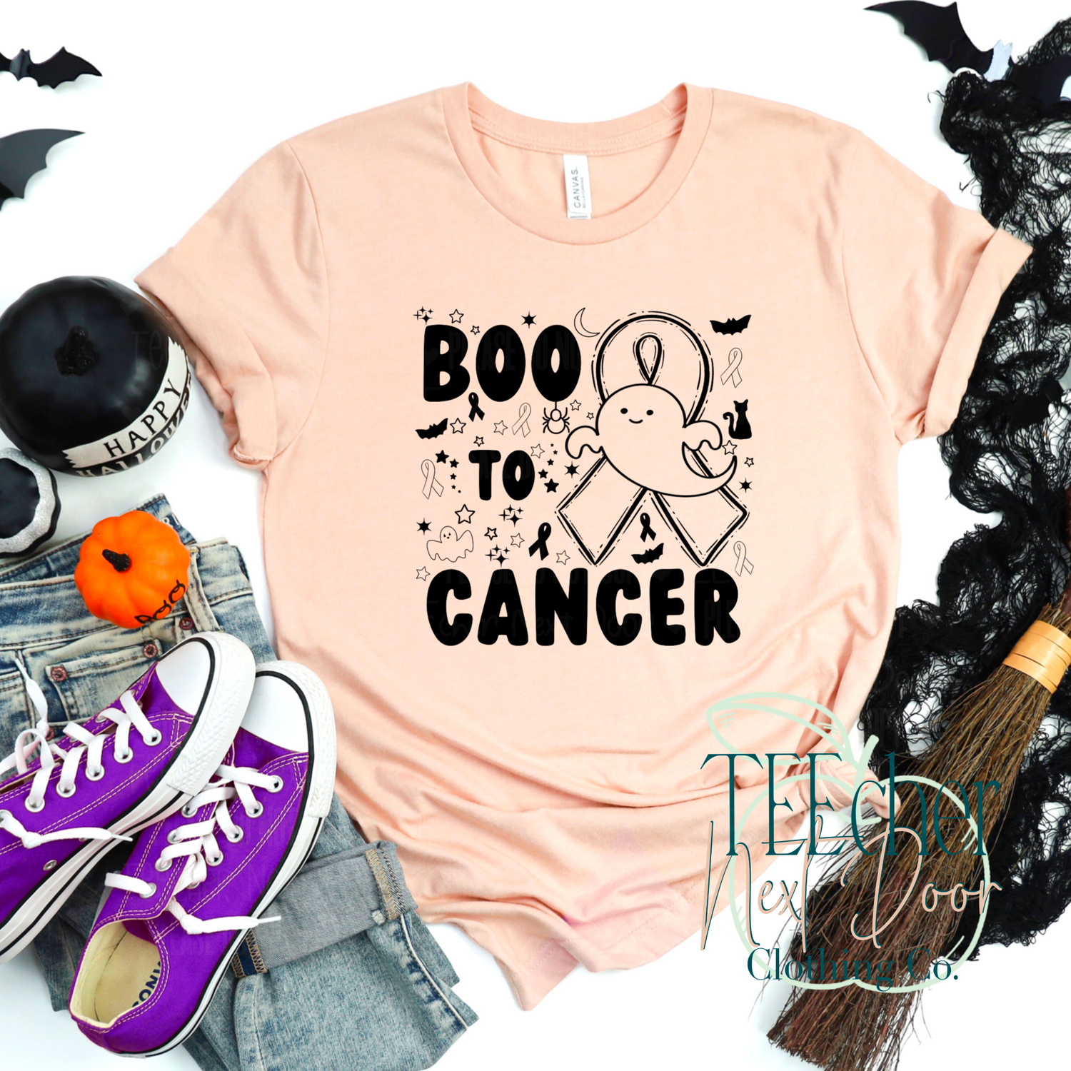 Boo to Cancer. Cancer ribbon colors. Breast cancer Halloween. Pancreatic Cancer Halloween. Cancer Survivor Halloween. Lung Cancer Halloween.
