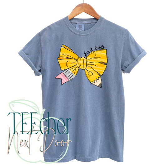 Denim Pencil Bow- Grade Level
